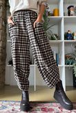 Jasper Plaid Brushed Cotton Shelby Barrel Pant Black